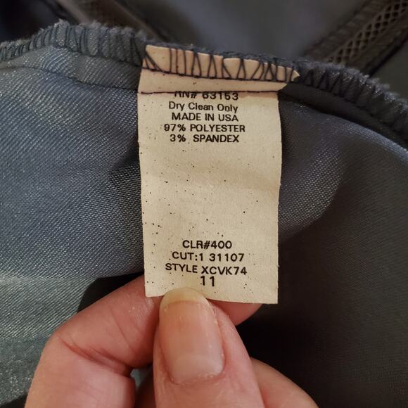 Vtg Rampage 90s Y2K Faux Suede Fringe Mesh Cutout Dress Junior Size 11 Blue Boho - Picture 9 of 13